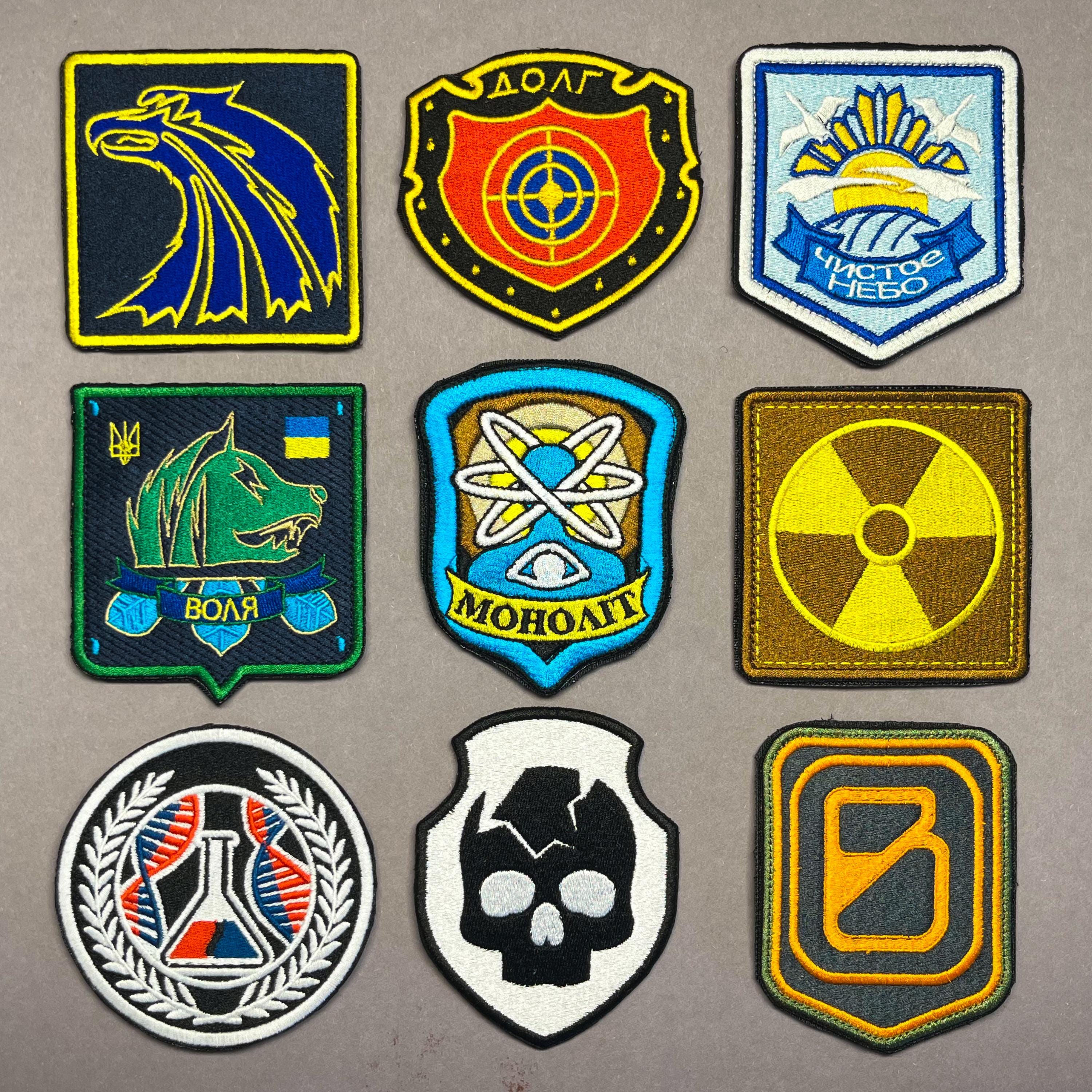 Zone Faction Patch Set – 9 Stalker Inspired Embroidered Tactical Patches - Bundle or Single, Cosplay, Airsoft, Post-Apocalypse, Backpack