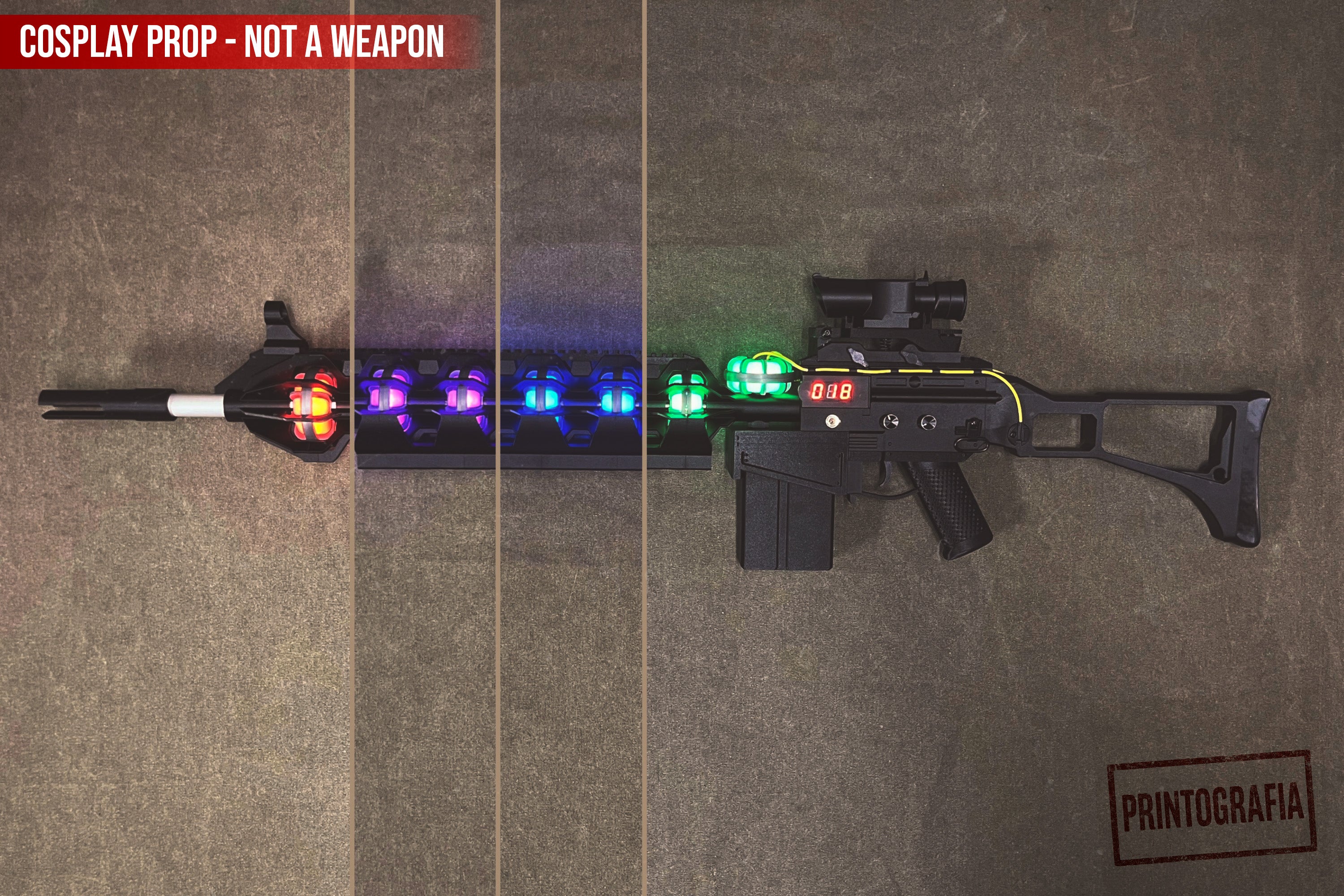 Gauss Rifle Cosplay Prop – STALKER inspired Fully Functional LED Version - Cosplay, Gamers, Changeable Colors, USB, Chernobyl, Ukraine