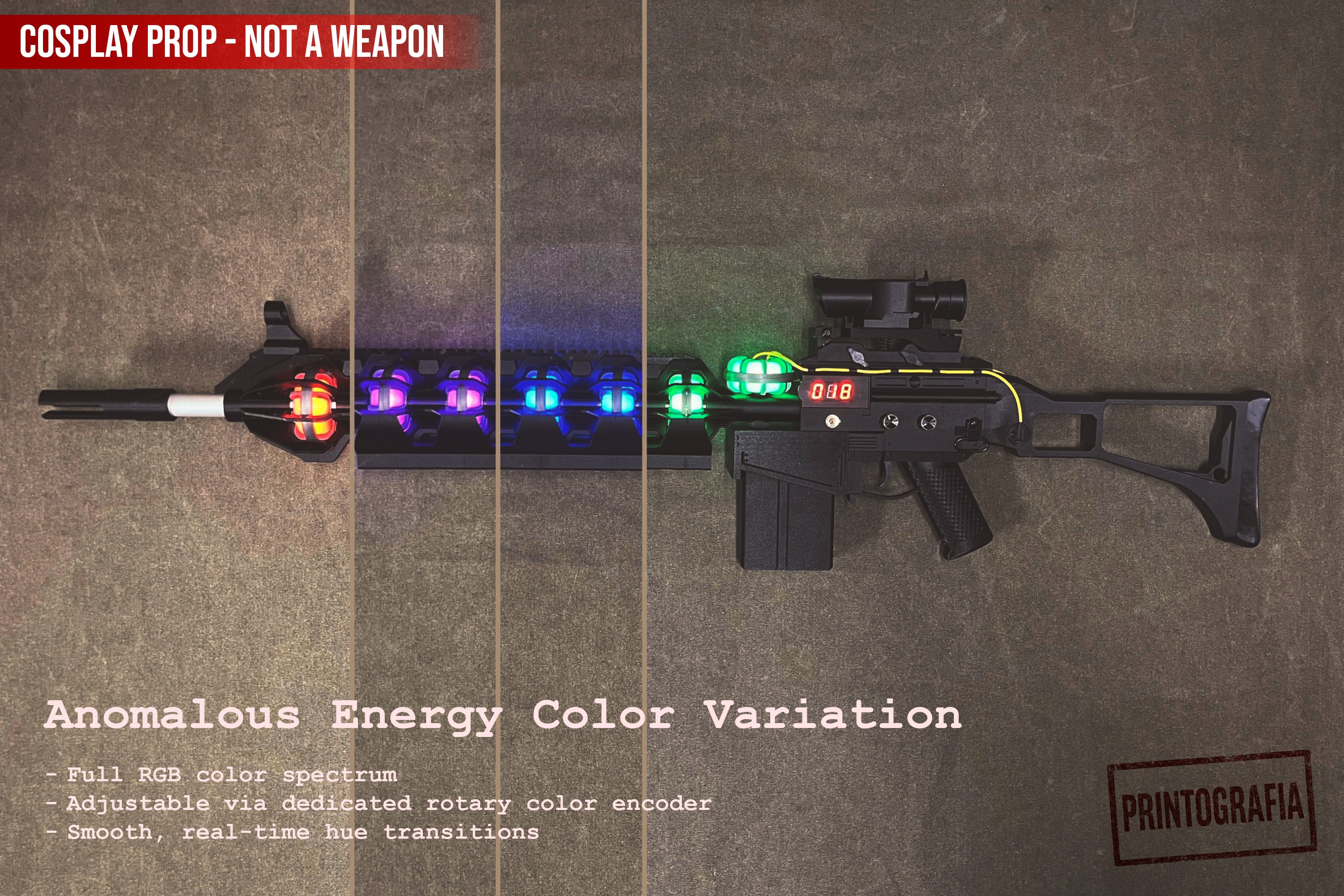 Gauss Rifle Cosplay Prop – STALKER inspired Fully Functional LED Version - Cosplay, Gamers, Changeable Colors, USB, Chernobyl, Ukraine